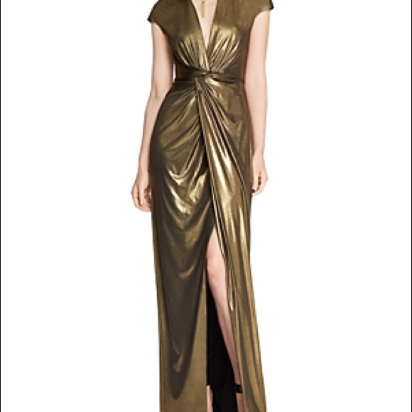 Halston Heritage Foiled Gown plunging neckline - Picture 6 of 6